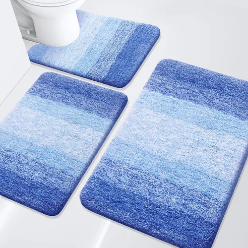 Miniatura 49 de Arotive - Juego de alfombras de baño de 3 piezas, alfombras de baño extra suaves y absorbentes, alfombrillas de baño lavables a máquina y que se