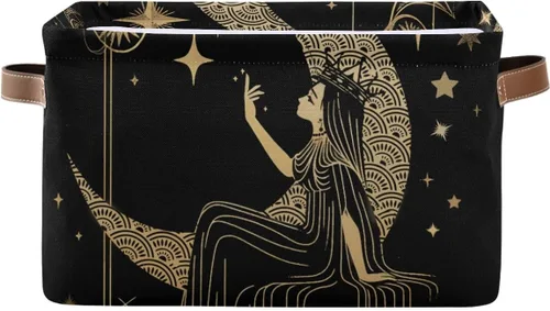 Miniatura 13 de Cesta de almacenamiento, astrología mística, símbolo oculto alrededor de la luna, lona duradera, plegable, caja de juguetes, contenedor organizador