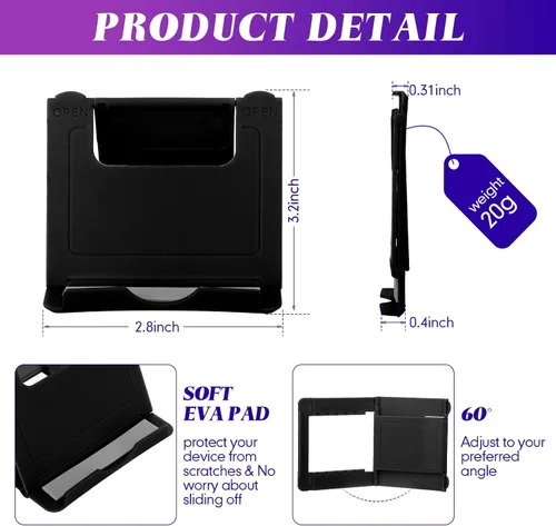 Miniatura 2 de Macarrie 24 soportes para teléfono celular, soporte universal plegable para tablet para escritorio, compatible con teléfonos inteligentes 13, 12, 11