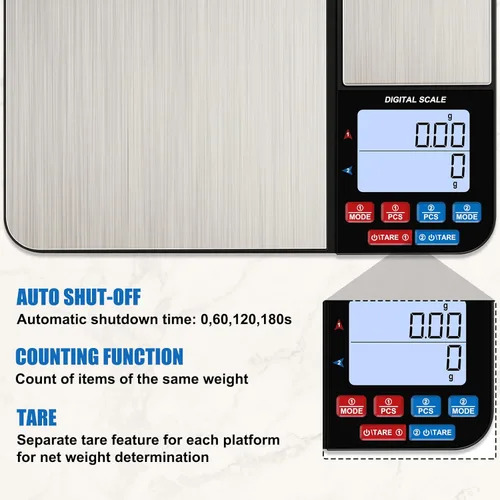Miniatura 4 de Báscula digital de cocina de doble plataforma de 22 libras, báscula de alimentos de acero inoxidable Diyife con capacidad de precisión de 22 libras