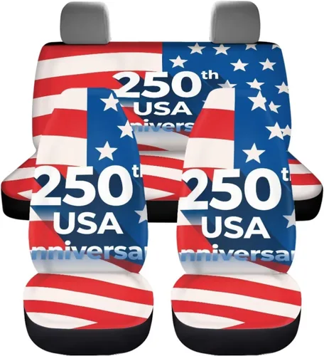 Miniatura 5 de Howilath 250 USA Anniversary - Juego de 4 fundas de asiento de automóvil de ajuste universal para asientos delanteros y traseros para uso en todas