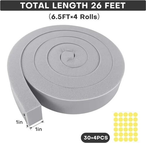 Miniatura 2 de Kit de sellado de ventana de CA con adhesivo, 4 tiras aislantes de espuma gris de 1 x 1 x 6.5 pies, espuma de aire acondicionado