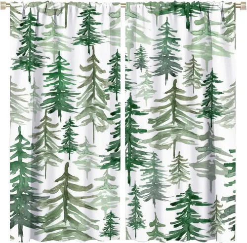 Miniatura 30 de Cortina de bosque neblinoso, bosque verde brumoso, paisaje natural, pino, alerce, niebla, montaña, oscurecimiento de habitación, puerta, ventana