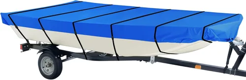 Miniatura 9 de iCOVER Cubierta para bote Jon de 16 pies, lona de poliéster de grado marino resistente al agua, cubierta de amarre anti-UV remolcable, para botes