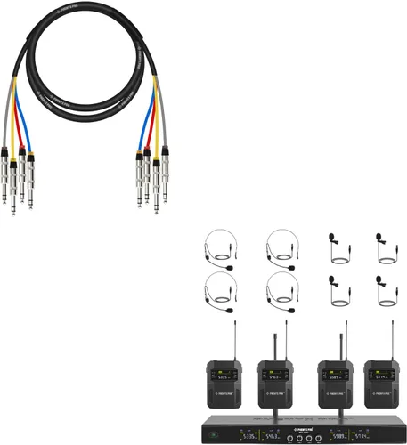 Phenyx Pro Juego de micrófono inalámbrico de 4 canales PTU-5200-4B incluido con cable de serpiente de 6 pies