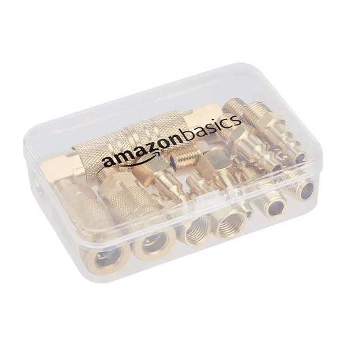 Miniatura 4 de Amazon Basics Kit de acoplador y enchufe de aire de latón de conexión rápida, accesorios NPT de 1/4 pulgadas, accesorios para compresor de aire, 14