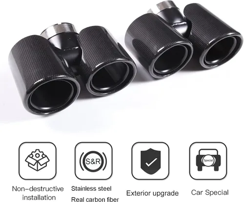 Miniatura 3 de PIUGILH Punta de tubo de escape de fibra de carbono real y acero inoxidable para Land Rover Defender 90 110 2020-2023, silenciador de doble punta