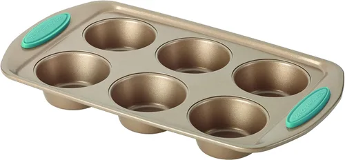 Miniatura 2 de Rachael Ray Cucina - Juego de utensilios para hornear incluye bandeja antiadherente para hornear galletas y molde para magdalenas, 4 piezas, marrón