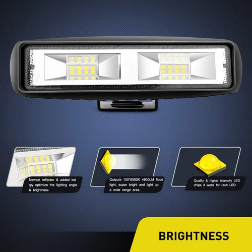 Miniatura 3 de Nilight Focos LED Laterales 2PCS 6.5 Pulgadas 60W Haz de Inundación y Concentrado Combo Barra de Luz Luces Antiniebla de Conducción Iluminación