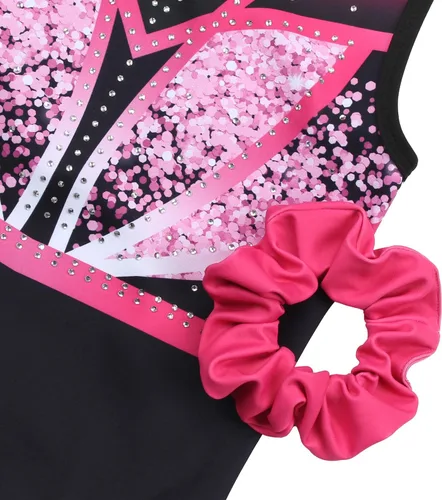 Miniatura 119 de MODAFANS Leotardos de gimnasia para niñas brillantes para bailar ballet, pantalones cortos con espalda cruzada