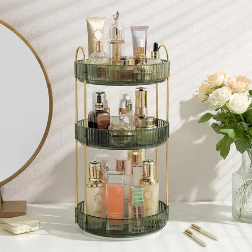 Miniatura 11 de Aveniee Organizador de maquillaje giratorio de 360 grados para tocador, organizadores de baño mejorados para perfume y cuidado de la piel