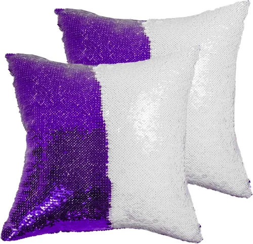 Miniatura 21 de Paquete de 2 fundas de almohada de lentejuelas sublimadas de 16 x 16 pulgadas, fundas de almohada reversibles con purpurina para regalos