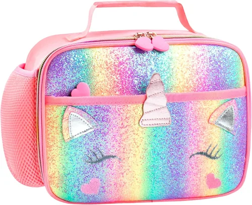 Miniatura 9 de RLGPBON Lonchera para Niños, Lonchera con Aislamiento Térmico para Niños y Niñas, Bonita Bolsa de Almuerzo y Lonchera Reutilizable para Niños