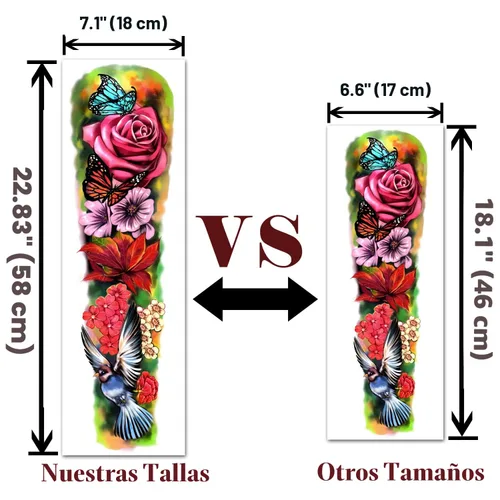 Miniatura 2 de Tatuaje Temporal de Brazo Completo 8 Hojas y Medio Brazo Hombro Tatuajes Falsos Impermeables 10 Hojas, Calcomanías de Tatuaje Extra Grandes Peonía