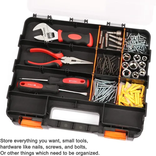 Miniatura 8 de Mayouko Organizador de herramientas de doble cara, separadores de plástico extraíbles personalizables, almacenamiento de caja de hardware, excelente