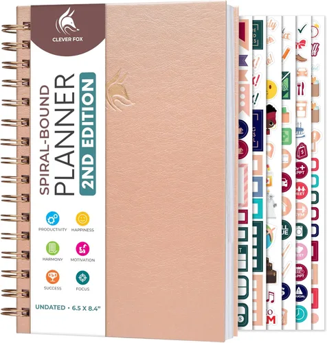 Miniatura 26 de Clever Fox - Agenda 2ª Edición – Planificador de Metas Semanales y Mensuales Colorido, Organizador de Gestión del Tiempo y Productividad, Sin Fecha