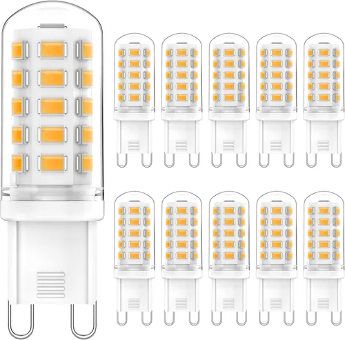 YUIIP Bombillas LED G9 de 2700 K, blanco cálido suave, 4 W (equivalente a halógeno de 40 W), AC120V 400LM G9 bombilla base bi pin para candelabros