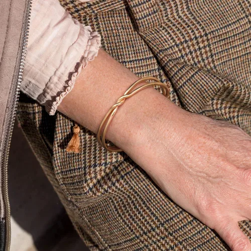 Miniatura 6 de PEARLADA Brazalete de oro de 18 quilates para mujer, pulsera gruesa y abierta, ajustable, joyería de moda