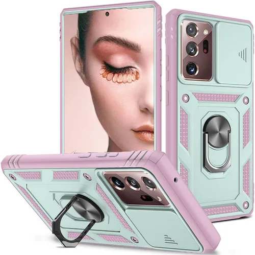 Miniatura 25 de Funda para Samsung Galaxy S22 Ultra 5G con ranura para tarjetero de cámara deslizante, grado militar, resistente, a prueba de golpes, funda de tres