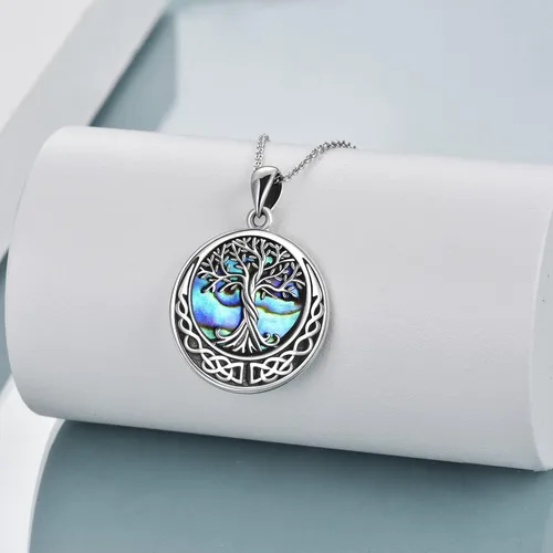 Miniatura 4 de Collar de árbol de la vida de plata de ley 925 collar con colgante de nudo celta para mujer