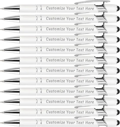 Miniatura 82 de Aolun 108 bolígrafos personalizados al por mayor con stylus grabado, bolígrafos personalizados, metal suave al tacto, grabado de nombre, logotipo