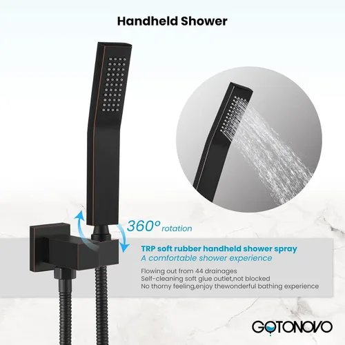 Miniatura 4 de gotonovo Sistema de ducha de lluvia para baño, cabezal de ducha de lluvia y juego de mango, ducha montada en la pared, combo completo de latón