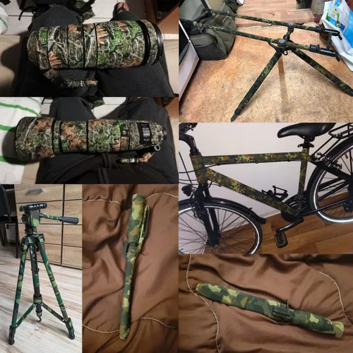 Miniatura 6 de Cinta adhesiva protectora de camuflaje de 5 cm x 5 m, cinta de camuflaje impermeable y elástica, cinta de envoltura para acampar al aire libre
