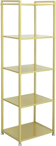ZIOTHUM Estantería dorada, estantería dorada, estantería de 5 niveles, estantería para zapatos, estantería de esquina de metal alto y estrecho (19.7