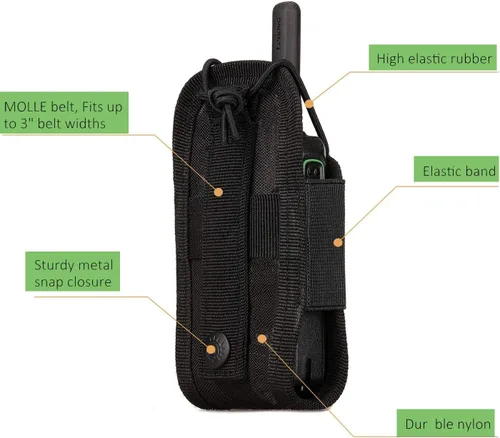 Miniatura 6 de Molle - Funda de radio para walkie talkie para cinturón de servicio, funda de radio, bolsa de intercomunicación táctica de caza (1 paquete, negro)