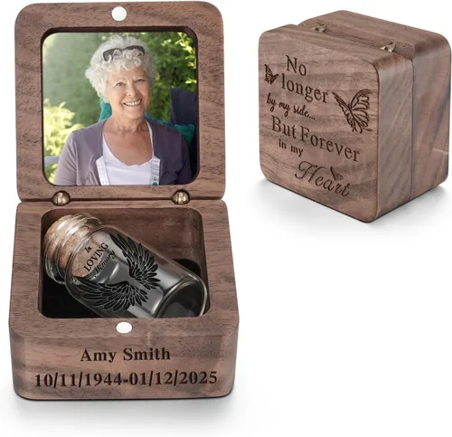 Miniatura 14 de SOITIS Small Urns for Human Ashes Keepsake Stainless Steel Mini Urns for Human Ashes Wooden Box Sharing Tree of Life Ashes Keepsake Cremation Urns