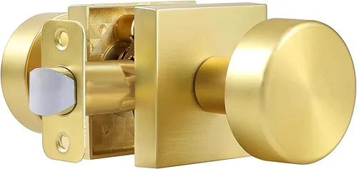 Miniatura 25 de coolnews Pomos dorados para puerta interior, pomo de puerta de privacidad con cerradura, manija de puerta cuadrada resistente moderna para Oro