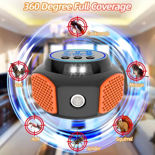 Miniatura 3 de Repelente ultrasónico para ratones, enchufe para control de plagas en interiores para roedores, ratas, ardillas, murciélagos, cucarachas, arañas