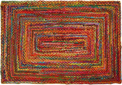 Miniatura 13 de GRUHUM Alfombra rectangular de algodón de mezcla de yute de 4 x 6 pies, tejida a mano, natural, para sala de estar, dormitorio, cocina, rústico