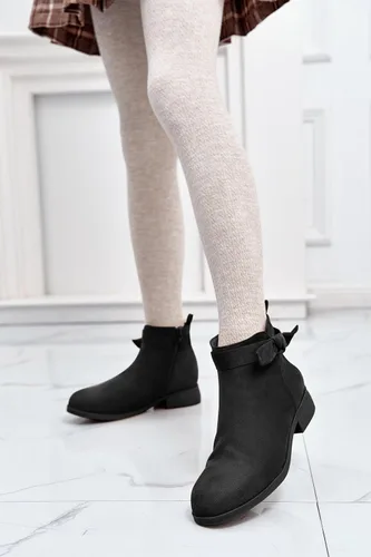 Miniatura 3 de Coutgo Botas de tobillo con nudo de lazo para niñas, tacón bajo y grueso, cremallera lateral, bonitos botines de vestir para niños pequeños y grandes