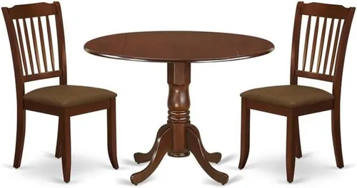 Miniatura 15 de East West Furniture DLDA3-BLK-C - Juego de comedor de 3 piezas que contiene una mesa de comedor redonda con gotas y 2 sillas de cocina tapizadas