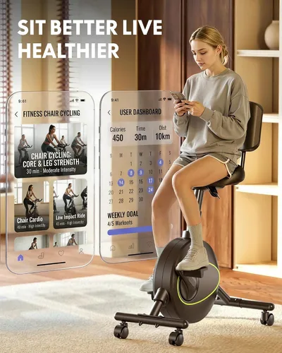 Miniatura 6 de FLEXISPOT Bicicleta de ejercicio con escritorio 2D, bicicleta bajo escritorio que ahorra espacio con escritorio removible, bicicletas estacionarias