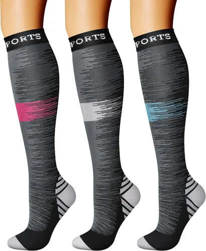 Miniatura 67 de CHARMKING - Calcetines de compresión para mujeres y hombres (3 pares), 15-20 mm Hg, el mejor apoyo para atletismo, running o ciclismo, mejora