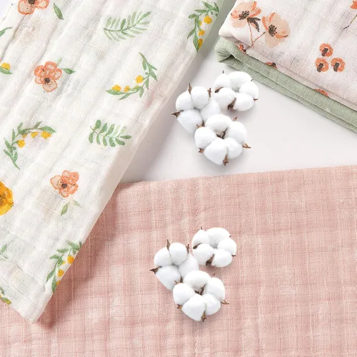 Miniatura 7 de Viviland Paños de muselina para bebé, 100% algodón, súper absorbentes, para bebé niña y niño, 10 x 20 pulgadas, 6 capas, patrón floral, paquete de 4