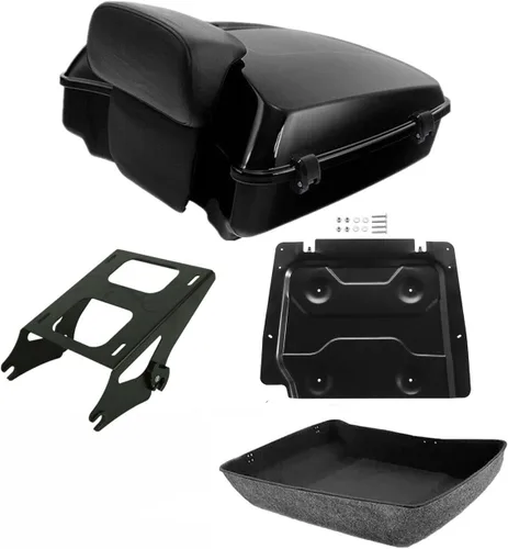 Miniatura 7 de TCMT Pestillos Negros de 10.7" para Maletero Cortado, Almohadilla de Respaldo, Luz Trasera LED con Señal de Giro Compatible con Harley Touring