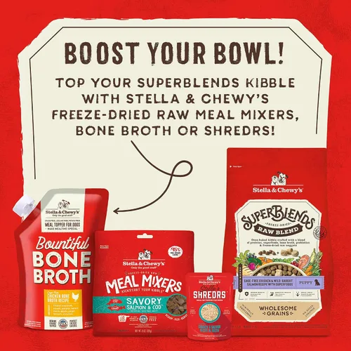 Miniatura 10 de Stella & Chewy's SuperBlends - Receta de mezcla cruda de granos saludables para cachorros, pollo sin jaula y salmón silvestre con superalimentos