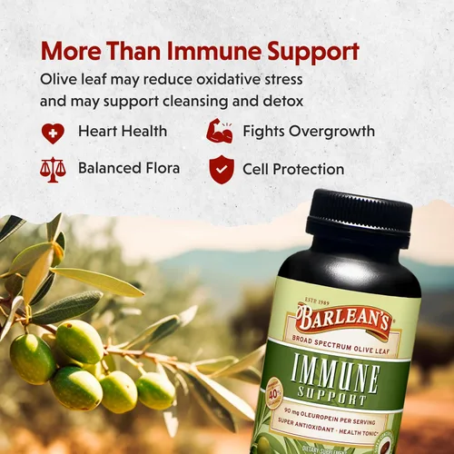 Miniatura 4 de Barlean's Suplemento de apoyo inmunológico de cápsulas blandas de complejo de hoja de olivo con 90 mg de antioxidantes de oleuropeína, pastillas
