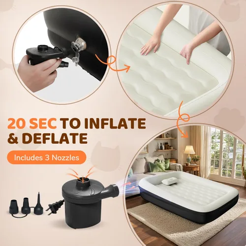 Miniatura 5 de Cama inflable de viaje para niños pequeños, colchón de aire portátil de 64 pulgadas con cuatro lados de seguridad, bomba de alta velocidad y bolsa