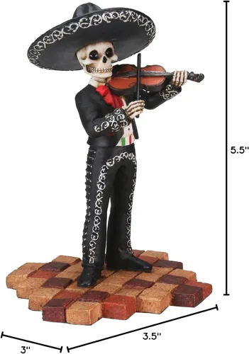 Miniatura 2 de Esqueleto masculino cráneo negro Mariachi banda violín estatua