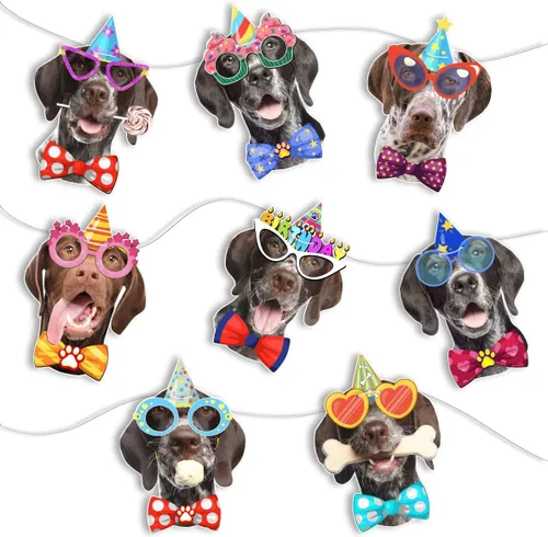 Miniatura 8 de Guirnalda de cumpleaños para perro Boston Terrier, pancarta de cumpleaños con caras fotográficas de Boston Terrier, decoración divertida de fiesta