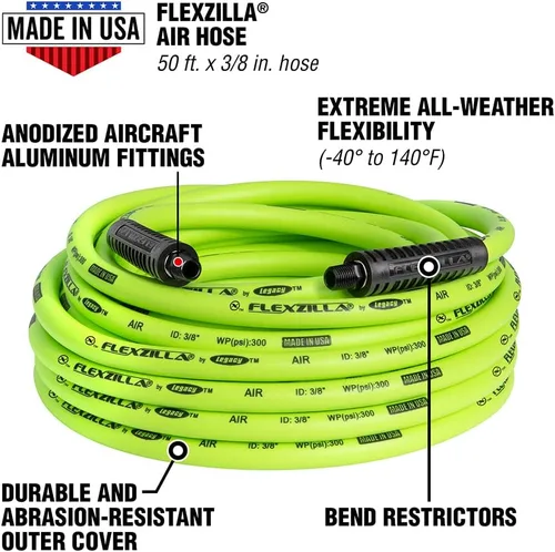 Miniatura 7 de CRAFTSMAN Compresor de aire, 20 galones, 1.8 HP, herramientas de aire sin aceite, manguera de aire roja y Flexzilla, 3/8 pulgadas x 50 pies