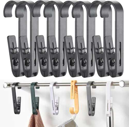 iBetterLife Ganchos de lavandería para colgar – 8 pines resistentes para ropa al aire libre, organizador de armario, ganchos de un solo clip,