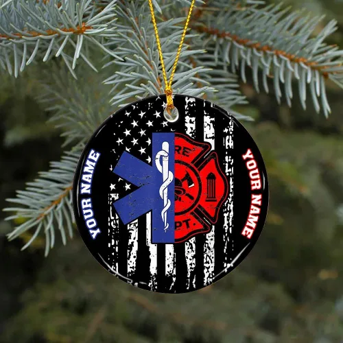 Miniatura 16 de Adorno de Navidad paramédico EMS personalizado, decoración de árbol con nombre personalizado para socorristas, profesionales médicos, regalo