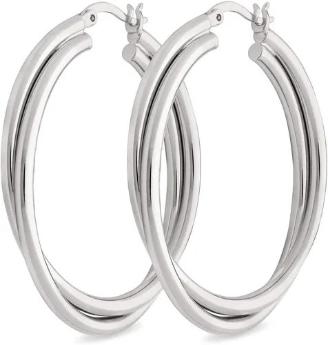 Miniatura 7 de Milla Crossover Twisted Hoop Earrings for Women – Hypoallergenic Silver or Gold Statement Hoops – Lightweight & Easy to Wear