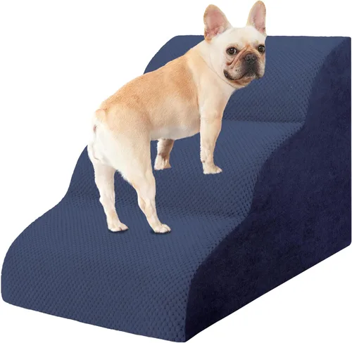 Miniatura 33 de Escaleras para perros pequeños, rampa de espuma de alta densidad para perros, escalones extra anchos antideslizantes para camas altas o sofá