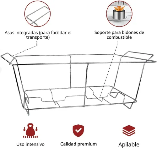Miniatura 8 de COMFICOVE Paquete de 12 soportes para escalfadores de alambre para buffet con marco de cromo para eventos, fiestas, bodas y catering de fiestas